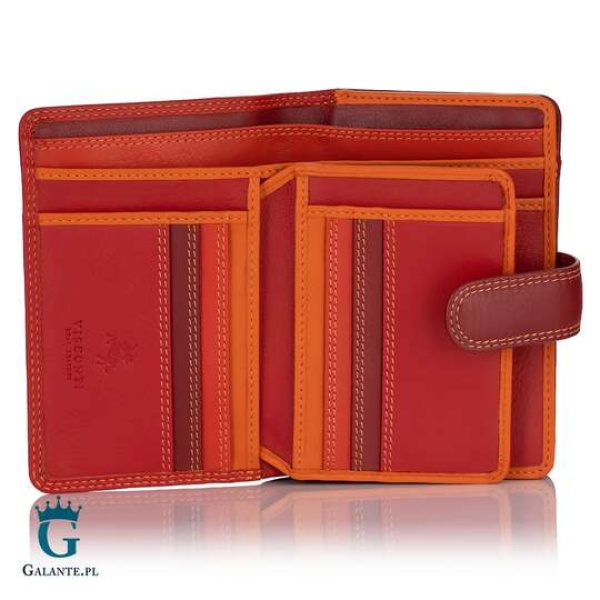 Zgrabny kolorowy portfel damski Visconti czerwony
