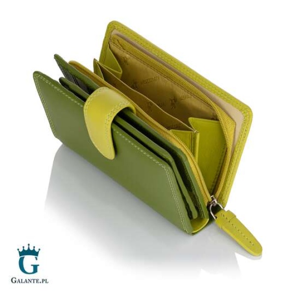 Zgrabny kolorowy portfel damski Visconti RB-51 RFID – limonkowy