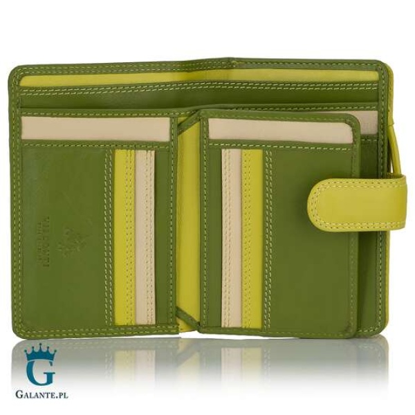 Zgrabny kolorowy portfel damski Visconti RB-51 RFID – limonkowy