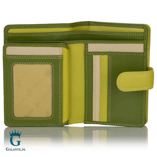 Zgrabny kolorowy portfel damski Visconti RB-51 RFID – limonkowy