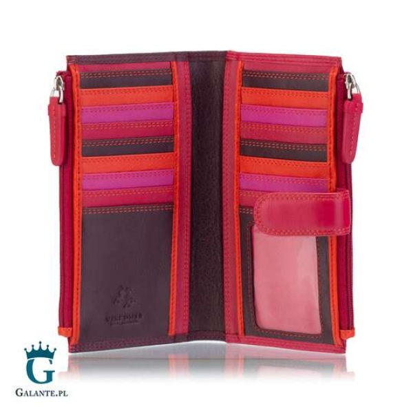 Duży wielokolorowy portfel damski Visconti RB-100 RFID – śliwkowy