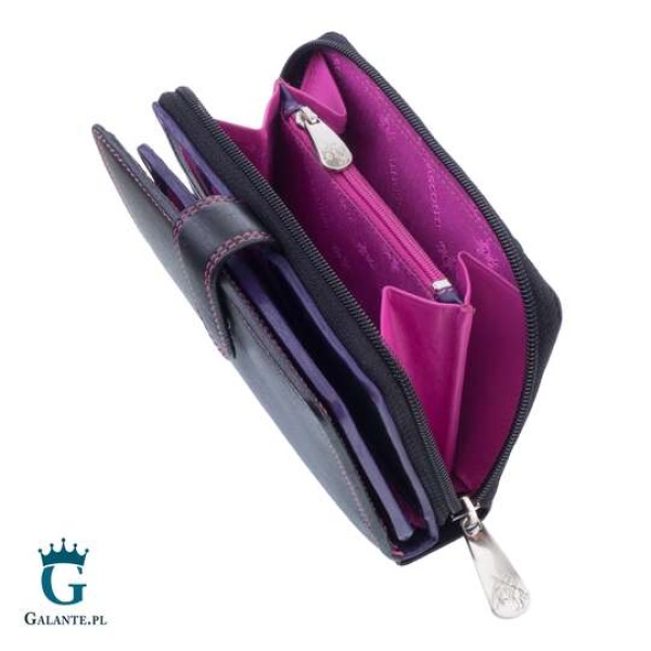 Kolorowy portfel damski na zatrzask Visconti R-13 RFID – jagodowy