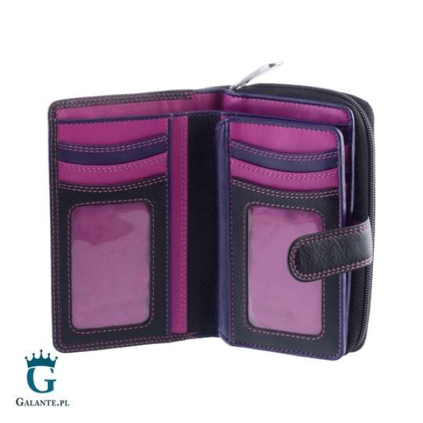 Kolorowy portfel damski na zatrzask Visconti R-13 RFID – jagodowy