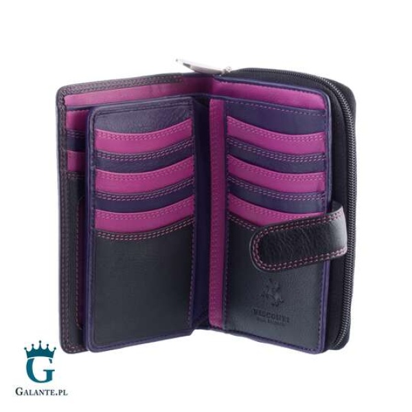 Kolorowy portfel damski na zatrzask Visconti R-13 RFID – jagodowy