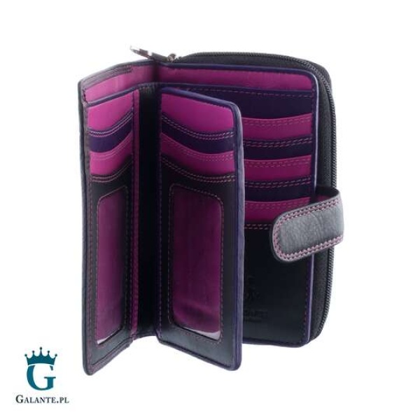 Kolorowy portfel damski na zatrzask Visconti R-13 RFID – jagodowy