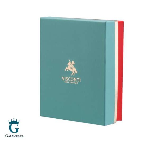 Portfelik damski w kropki na zatrzask Visconti P-3 RFID – jagodowy