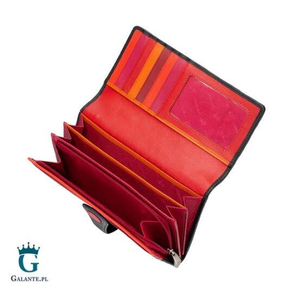 Duży portfel damski w kropki Visconti P-2 RFID – jagodowy