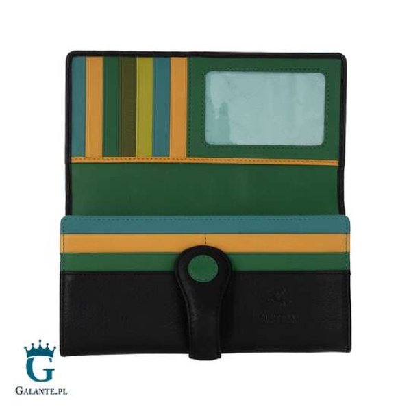 Duży portfel damski w kropki Visconti P-2 limonka