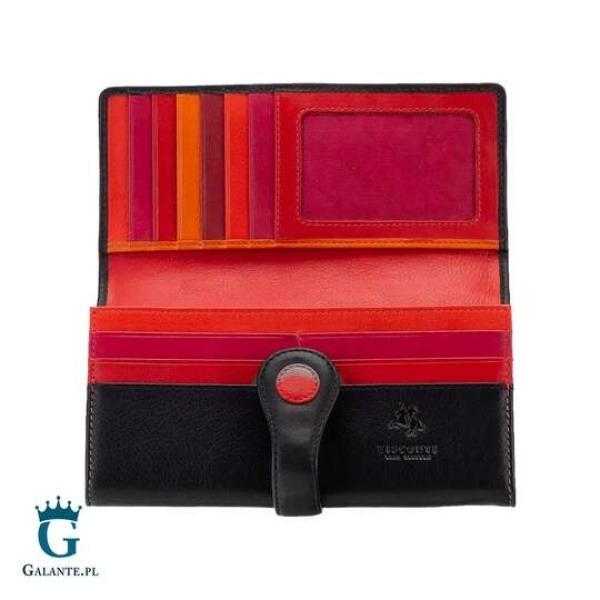 Duży portfel damski w kropki Visconti P-2 RFID – jagodowy