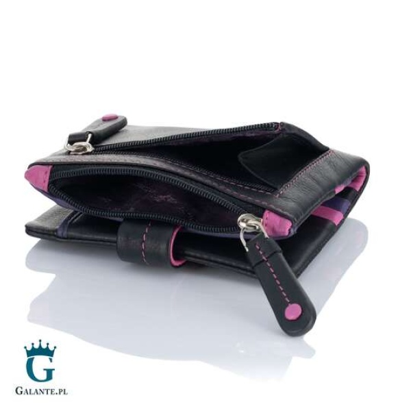 Mały kolorowy portfel damski skóra Visconti czarny