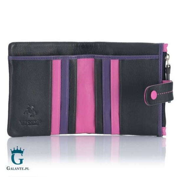 Mały kolorowy portfel damski skóra Visconti czarny