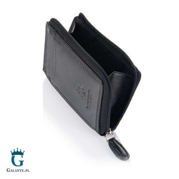 Skórzany portfelik na bilon i karty Visconti  czarny