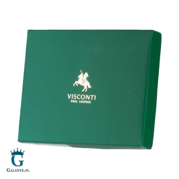 Skórzany portfelik na bilon i karty Visconti  czarny