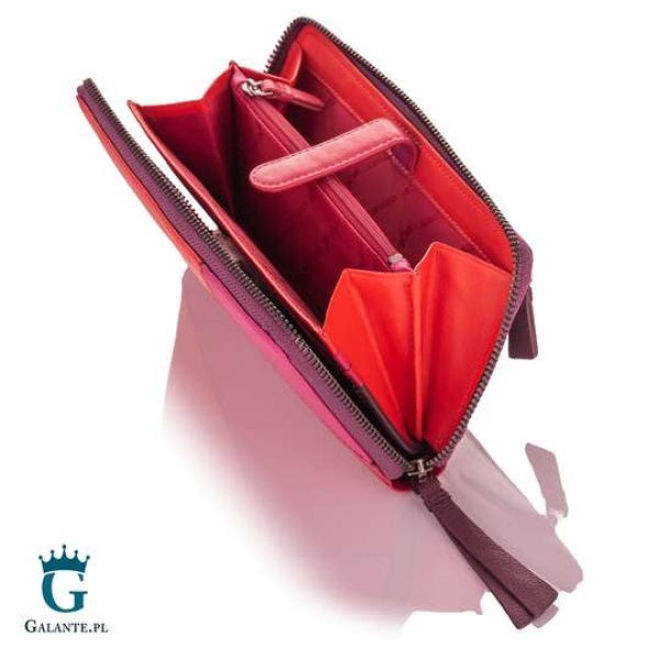 Duży kolorowy portfel damski na zamek Visconti BRC-98 z RFID – jagodowy