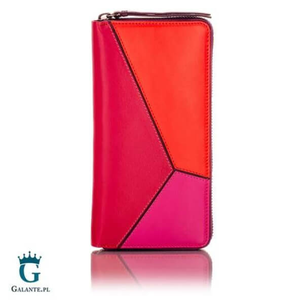 Duży kolorowy portfel damski na zamek Visconti BRC-98 z RFID – jagodowy