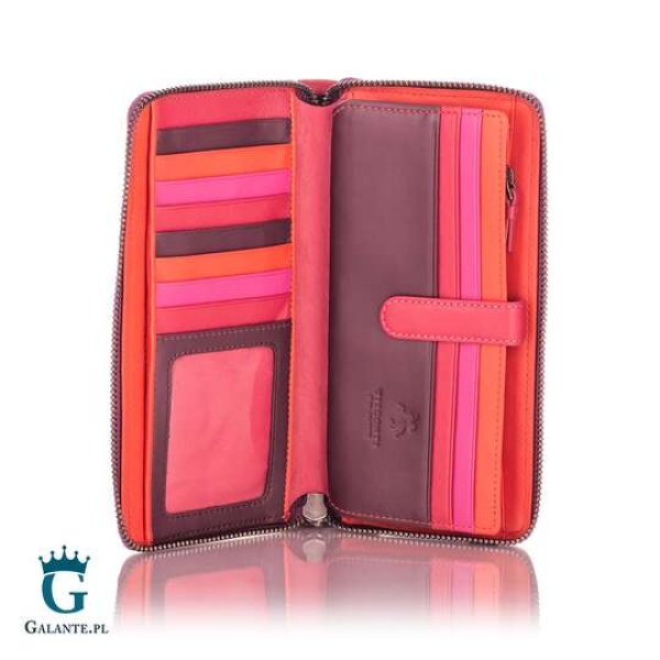 Duży kolorowy portfel damski na zamek Visconti BRC-98 z RFID – jagodowy