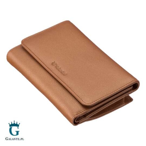 Zgrabny portfel damski skóra Valentini Metallic złoty