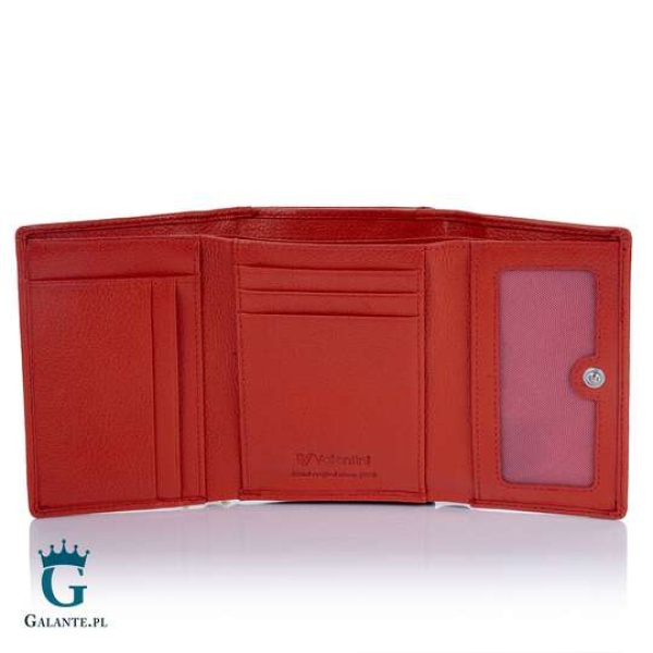 Mały portfel damski na bigiel Valentini Metallic czerwony