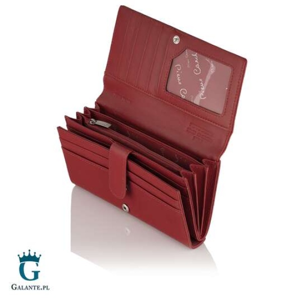 Duży portfel damski ze skóry włoskiej Pierre Cardin 06 ITALY 102 – czerwony