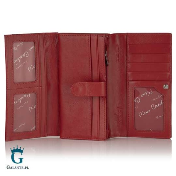 Duży portfel damski ze skóry włoskiej Pierre Cardin 06 ITALY 102 – czerwony