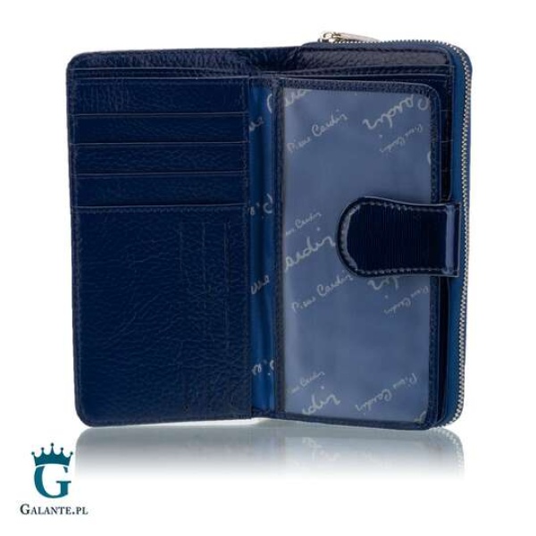 Portfel damski Pierre Cardin skóra lakier niebieski