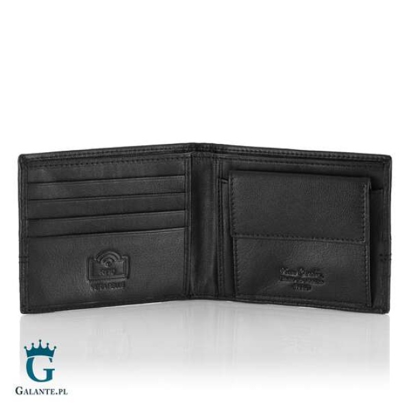 Mały skórzany portfel męski z przeszyciami Pierre Cardin TILAK97 8824 – czerwony