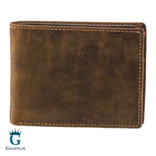Cienki skórzany portfel męski Visconti VSL-20 jasny brąz