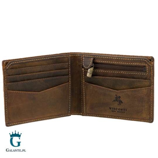 Cienki skórzany portfel męski Visconti VSL-20 jasny brąz