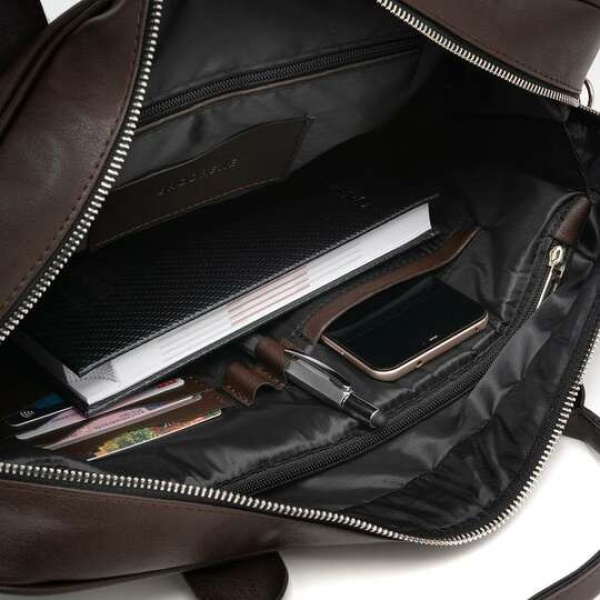 Torba męska na ramię ze skóry eko Brodrene B02 brązowa