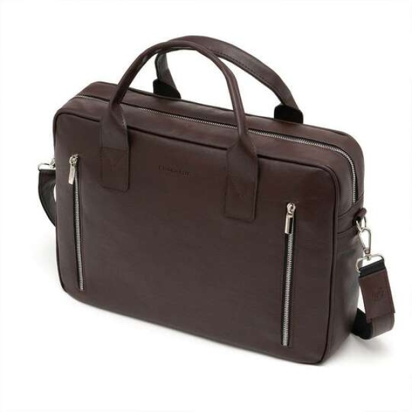 Torba męska na ramię ze skóry eko Brodrene B02 brązowa