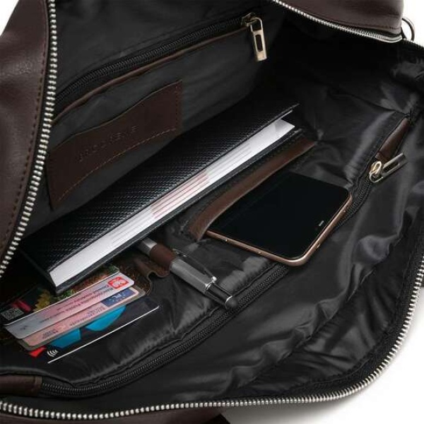 Torba męska na ramię ze skóry ekologicznej Brodrene B01 – brązowy