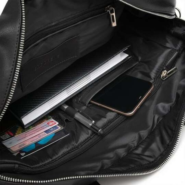 Torba męska na ramię ze skóry eko Brodrene B01 czarna