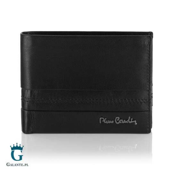 Skórzany portfel męski z przeszyciami Pierre Cardin TILAK97 8805 – czarny