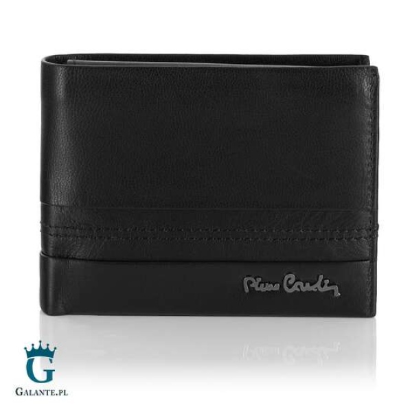 Skórzany portfel męski z przeszyciami Pierre Cardin TILAK97 8806 – czarny