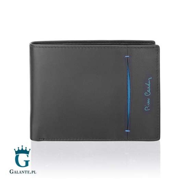 Skórzany portfel męski Pierre Cardin TILAK07 8866 czarno-niebieski