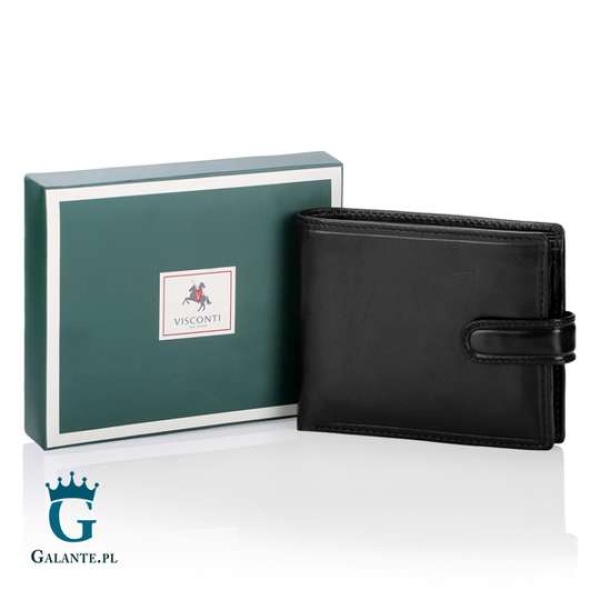 Klasyczny portfel męski z zapięciem Visconti MZ-5 RFID – czarny