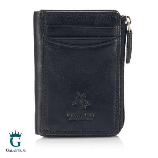 Skórzany portfelik na bilon i karty Visconti  czarny