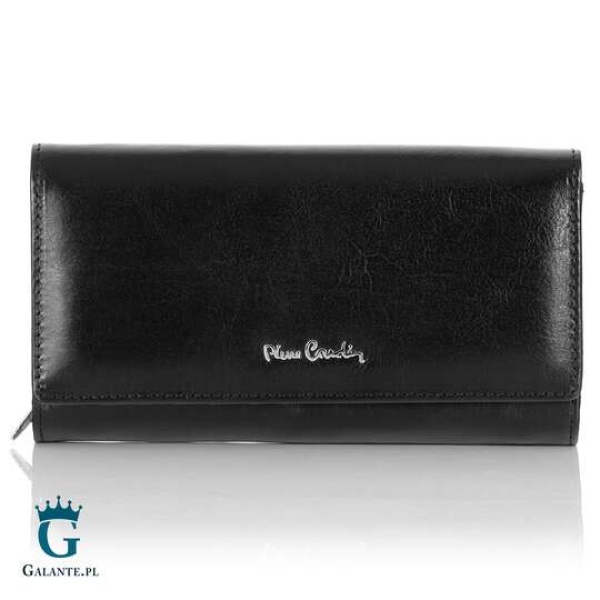 Duży portfel damski ze skóry włoskiej Pierre Cardin 06 ITALY 121 – czarny