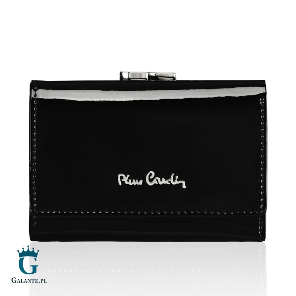 Mały Damski Portfel Pierre Cardin Lakierowany zapinany na bigiel 05 LINE 117 – czarny
