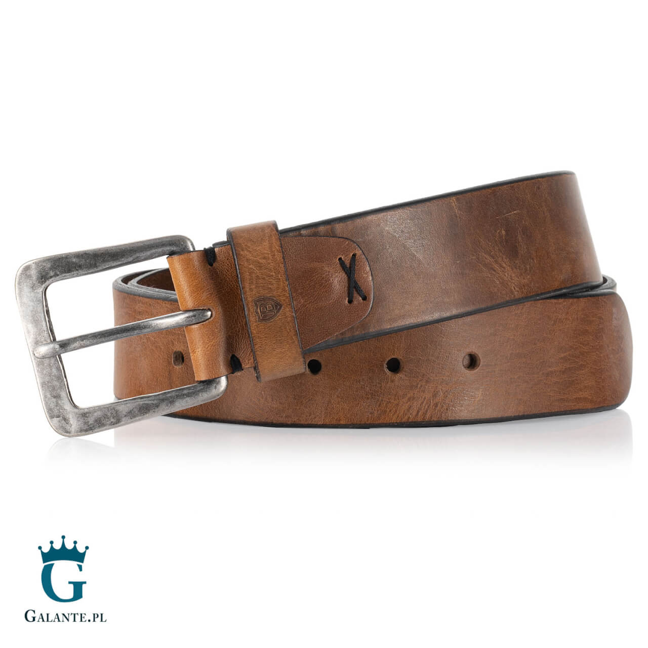 Czarny pasek skórzany do jeansów Miguel Bellido 4750-35-3335-09