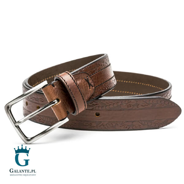 Brązowy pasek skórzany casual jeans Miguel Bellido 4975-40-1612-13