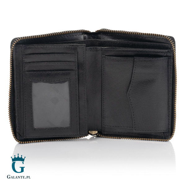 Czarny Pionowy Portfel Męski PETERSON na Zamek 340 RFID