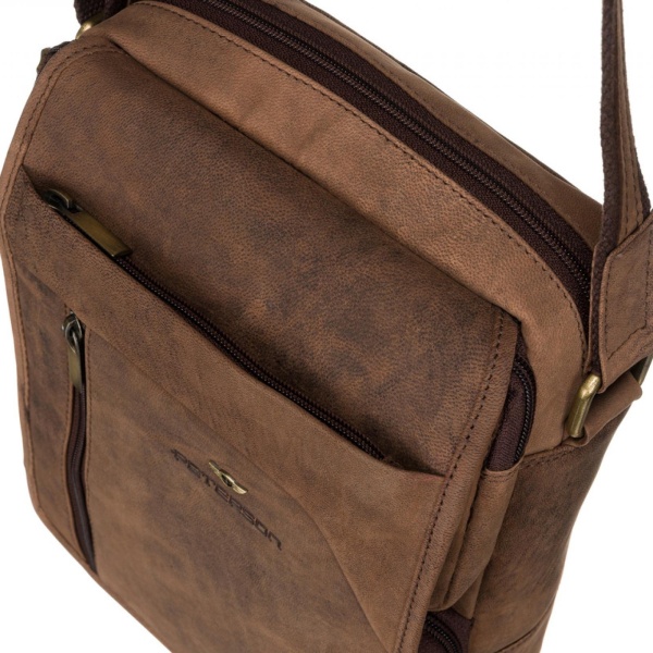 Pojemna saszetka męska ze skóry nubuk PETERSON 5747