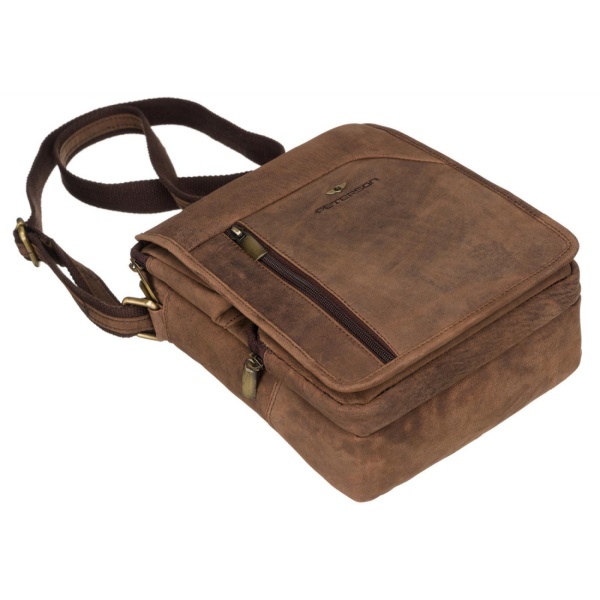 Pojemna saszetka męska ze skóry nubuk PETERSON 5747