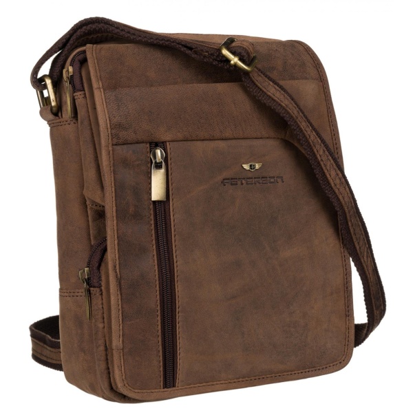 Pojemna saszetka męska ze skóry nubuk PETERSON 5747