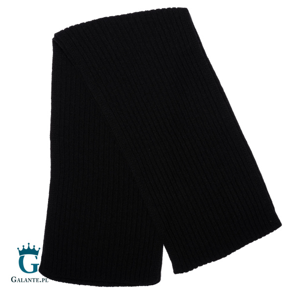 Zestaw czarna wełniana czapka + szal męski SLWA-002