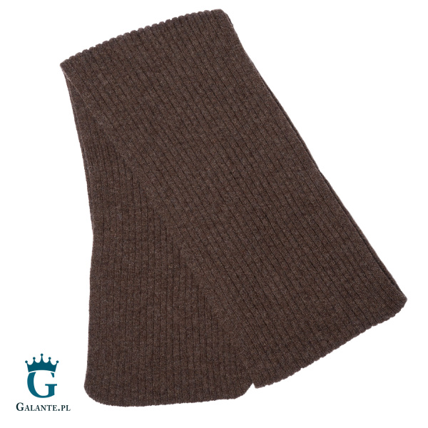 Zestaw brązowa wełniana czapka + szal męski SLWA-003