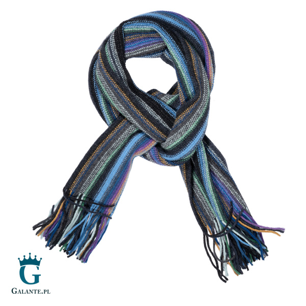 Zestaw granatowa czapka męska + szal z wełny owczej SLW-019