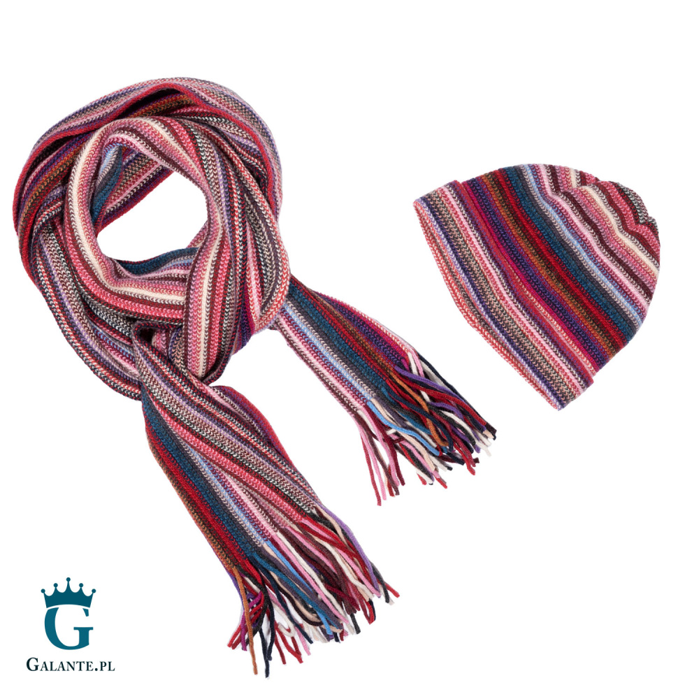 Zestaw wełniany szal + czapka męska SLW-003