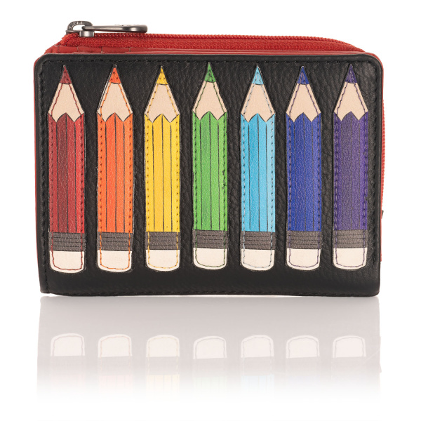 Portfelik skórzany dla dziewczynki Kredki Yoshi